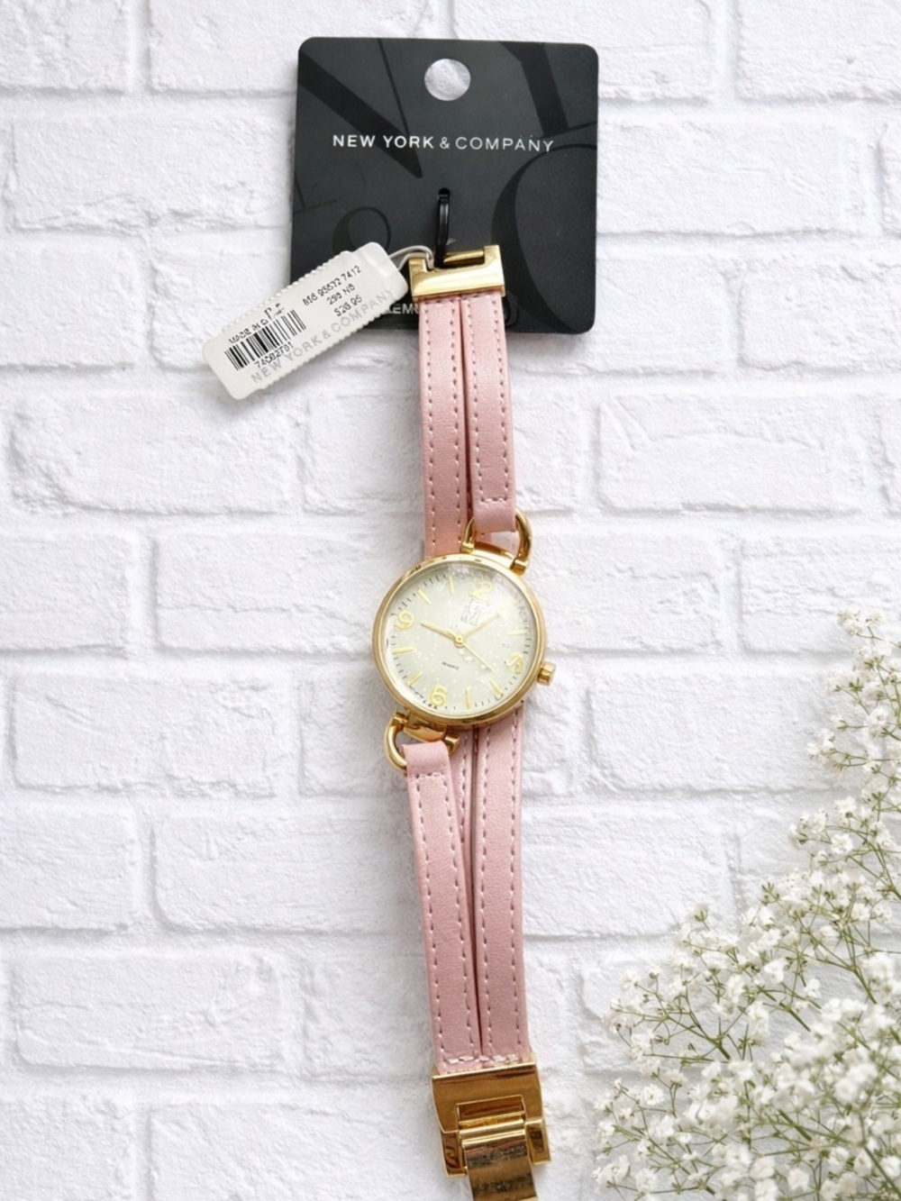 NY&C NWT Pink Double-Strap Gold-Tone Feminine Watch NEEDS BATTERY